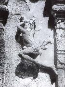unknow artist, Durga and the demon.  Mahisasaramardini-cave Mahabalipuram